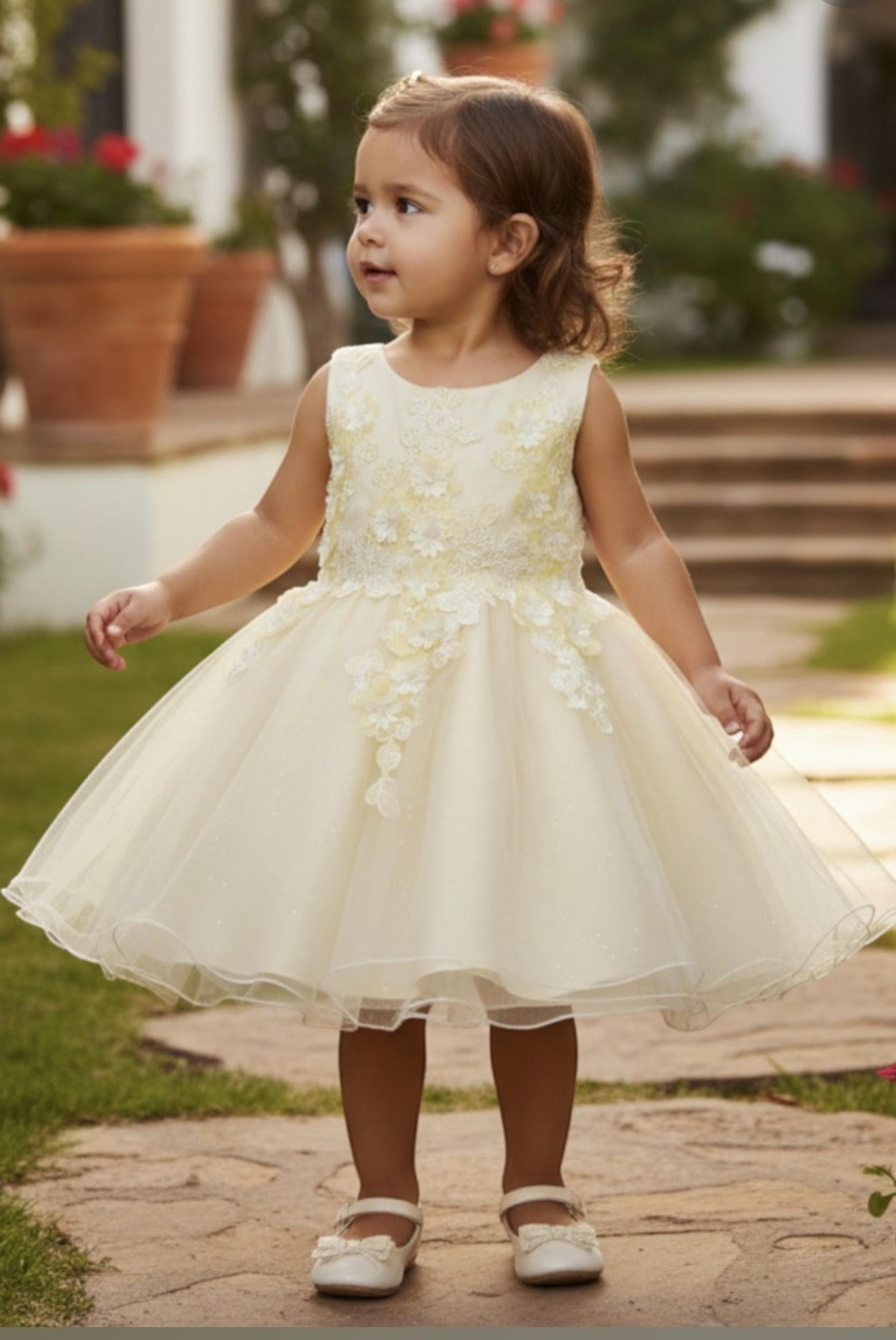 Floral Applique Tulle Baby Dress 9109