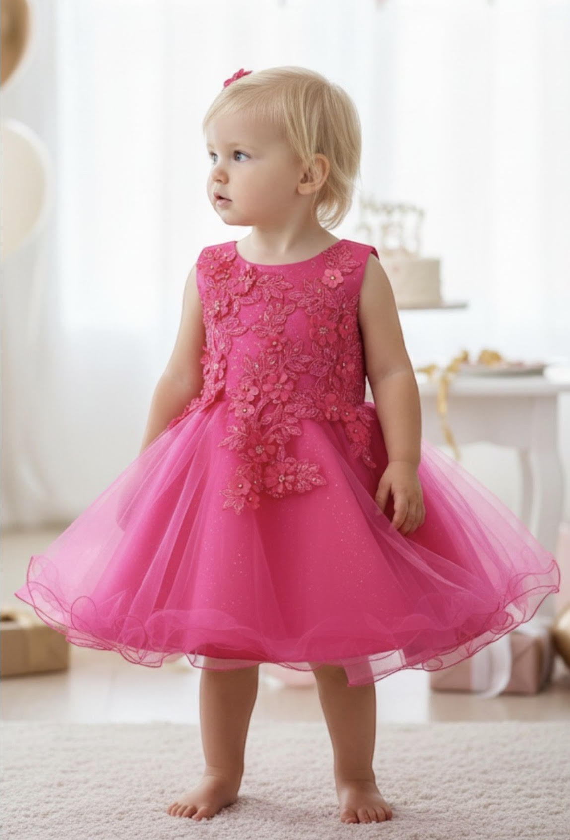 3D Floral Tulle Dress 9125