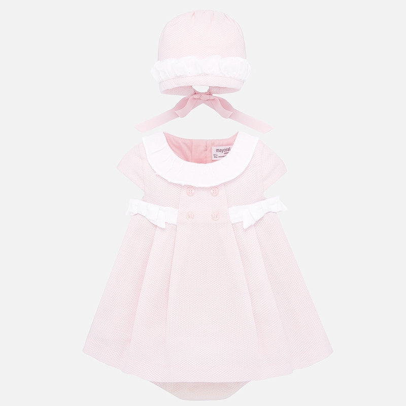 1857 Three Piece Pink Bonnet Dress
