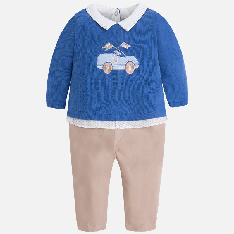 2641 Baby boy onesie with twill pants