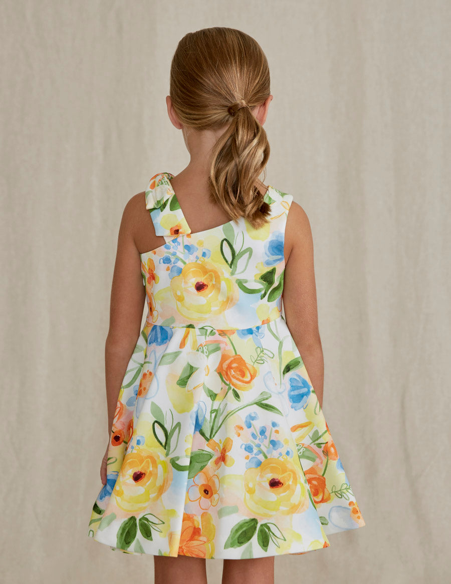 Flower Pattern Crepe Dress