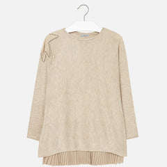 7933 Girl long sleeve knit with chiffon dress