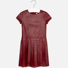7941 Girl short sleeve leatherette dress with rivets