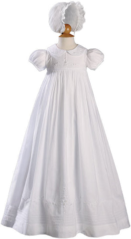 Girls 33″ Short Sleeve Gown with Hand Embroidery