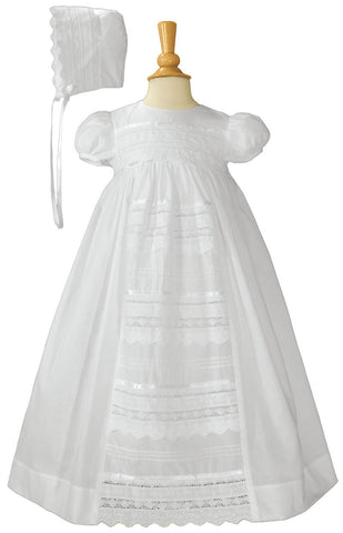 Girls 26″ Cotton Dress Christening Gown Baptism Gown with Venice Lace