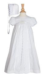 Girls 25″ Split Panel Cotton Dress Christening Gown Baptism Gown
