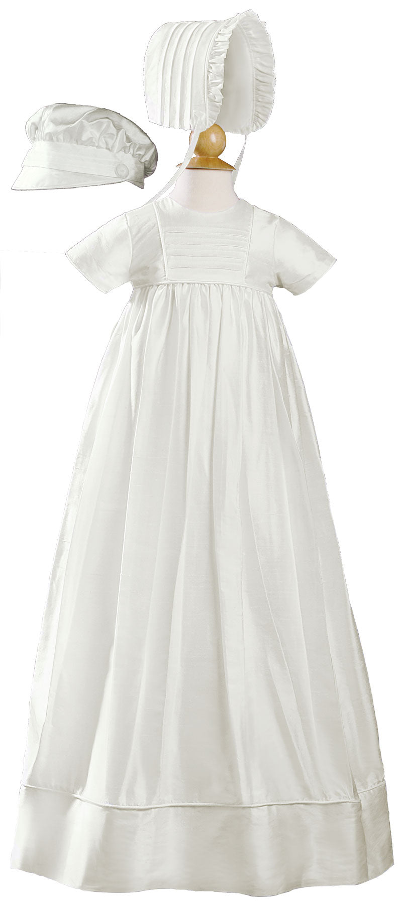 Unisex 34" Short Sleeve Silk Dupioni Christening Baptism Family Heirloom Gown