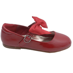 Dressy patent shoes with grosgrain bow